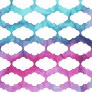Vector Seamless Pattern with Clouds on watercolor winter background