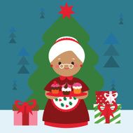 Winter holiday card with grandmother cakes