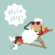 Holiday card with cute sheep