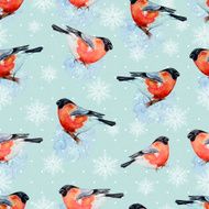 nature with bullfinch seamless texture watercolor
