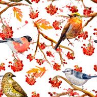 seamless texture with cute birds watercolor N4