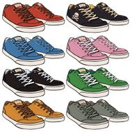 Vector Set of Cartoon Skaters Shoes