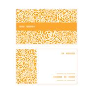 Vector golden lace roses horizontal stripe frame pattern business cards