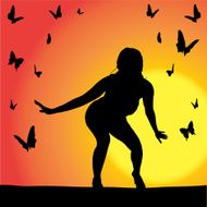 Vector silhouette of girl N167