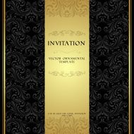 Black and gold ornamental invitation card