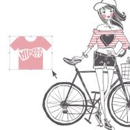 Hipster Teenage Girl On Her Vintage Bike N3