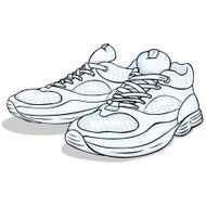 Vector Cartoon White Running Shoes