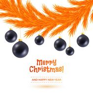 Orange christmas fir tree garland on white back
