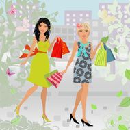 fashion young women with purchase in city for your design