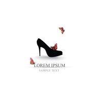 Shoes background Fashion shoe banner with butterfly and copy space