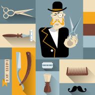 Set of vintage barber shop and hairdresser icons