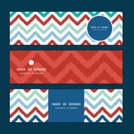 Vector colorful ikat chevron horizontal banners set pattern background