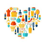 Beauty fashion sale and shopping heart shape background