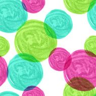 Watercolor seamless geometric pattern with colorful circles Vector background
