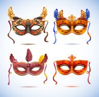 Carnival masks with feathers Masquerade party mask set N2