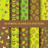 green and brown sping seampless pattern set