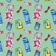 Seamless pattern with summer clothes