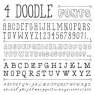4 hand drawn doodle fonts isolated on white Vector illustration N2