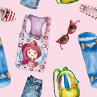 Seamless pattern with summer clothes N5
