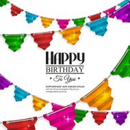 Birthday card with bunting flags in the style of flat N4