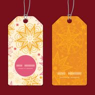 Vector warm stars vertical round frame pattern tags set