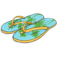 Vector Cartoon Blue-Yellow Beach Slippers
