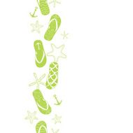 Vector nautical flip flops green vertical border seamless pattern background