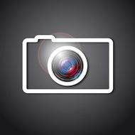Photo camera lens and outline icon vector N2