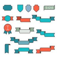 Set of ribbons in flat line style vector