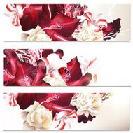 Business cards set in floral style with flowers