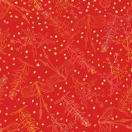 Seamless pattern of contours flowers and herbs