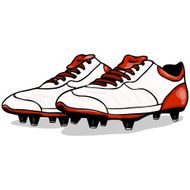 Vector Cartoon White and Red Soccer Boots