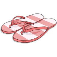 Vector Cartoon Stripped Red Beach Slippers
