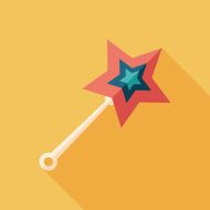 Magic wand flat square icon with long shadows
