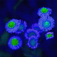 abstract blue mosaic check floral pattern background