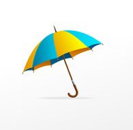 Vector blue and yellow umbrella isolated