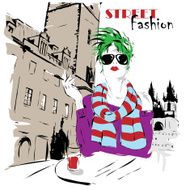 Fashion girl in sketch-style N191