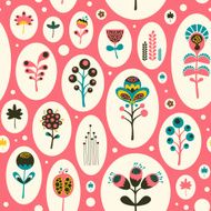 Seamless pattern with colorful flowers on pink background