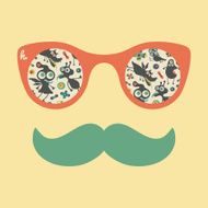 Hipster vintage sunglasses with colorful happy monsters