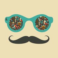 Hipster vintage sunglasses with birds and flowers