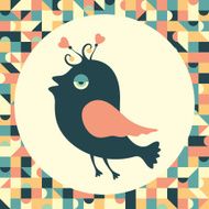 Cheerful bird with vintage background