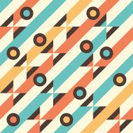 Seamless pattern with multicolored stripes and circles