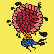 Colorful flower with sun sea summer banner