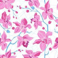 Vector Seamless Pattern consist of Orchids N2