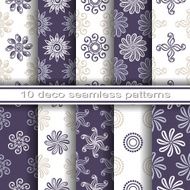 Set of 10 Seamless Decorative Floral Patterns N8