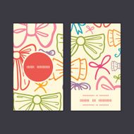 Vector colorful bows vertical round frame pattern business cards set