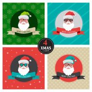 four xmas cards with hipster santa