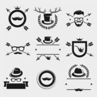 Hipster elements and labels set Vector N2