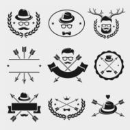 Hipster elements and labels set