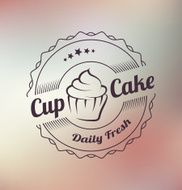 Cupcake food label over blurred background N2